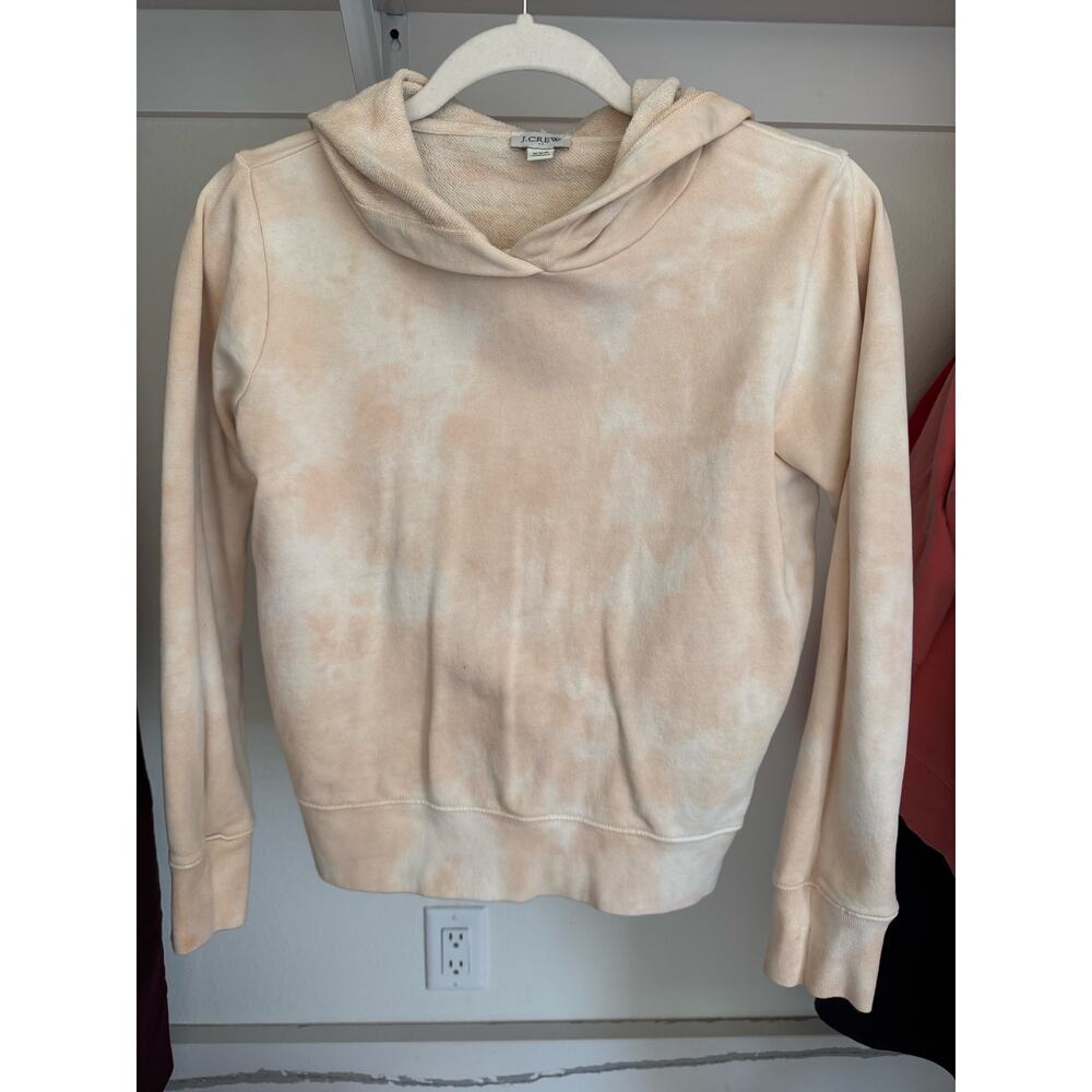 J. Crew Women's Hoodie Sweatshirt Tie Dye Cream Beige Size XXS